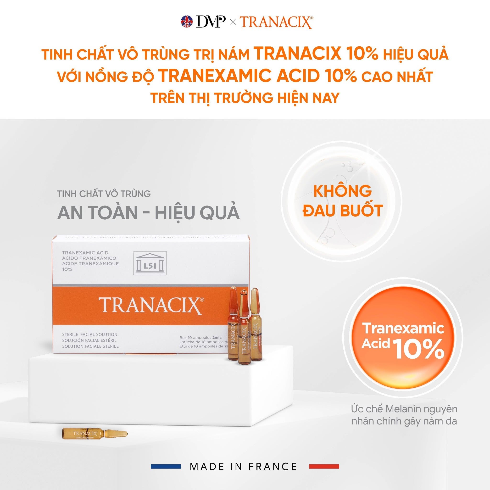 Tinh Chất TRANACIX 10% TRANACIX® Sterile Facial Solution - Hỗ Trợ Làm Mờ Nám Và Sắc Tố Chuyên Sâu Lẻ 1 Ống