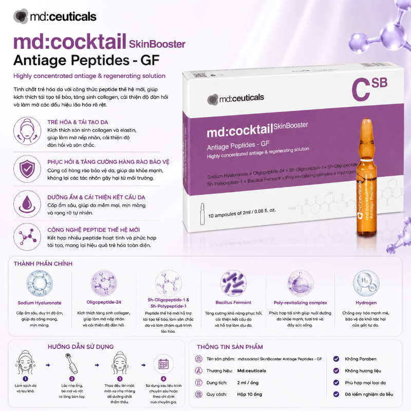 Tinh Chất Trẻ Hóa Da MD:Cocktail Antiage Peptides GF - MD:Ceuticals
