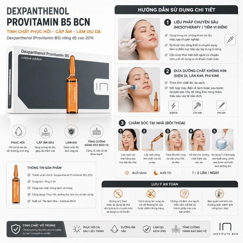 Tinh chất Dexpanthenol Provitamin B5 BCN Tây Ban Nha - Phục hồi da , giữ ẩm, dịu da