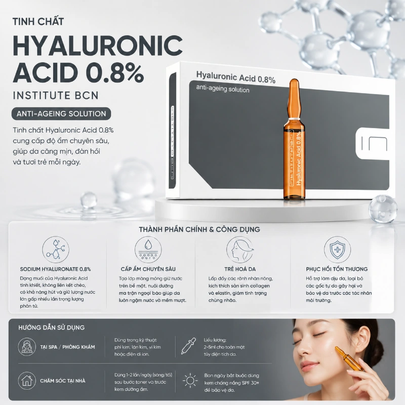 Tinh chất Hyaluronic Acid 0.8% Insititute BCN căng bóng, trẻ hoá