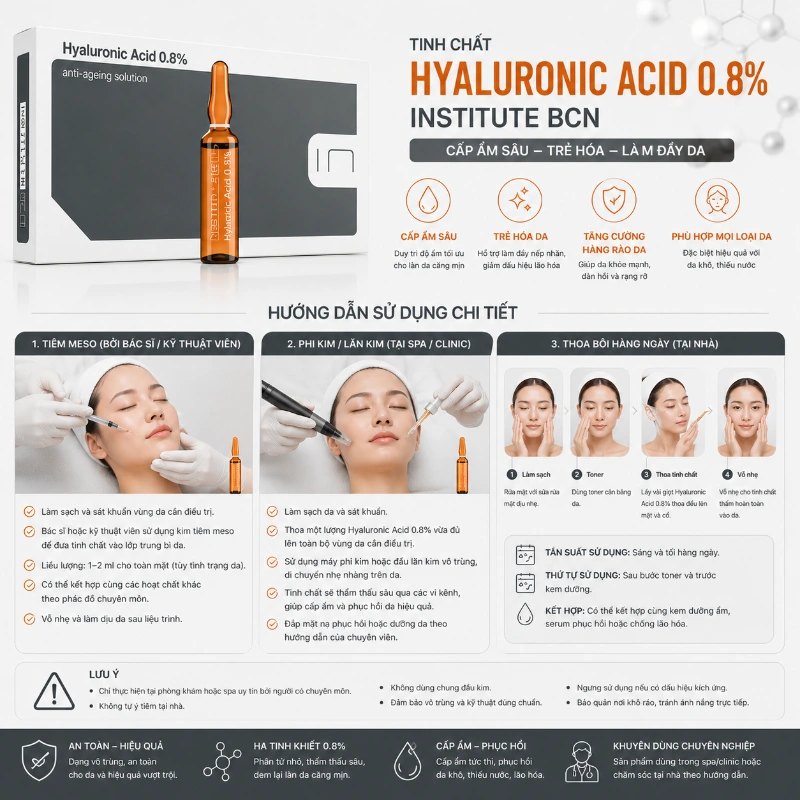 Tinh chất Hyaluronic Acid 0.8% Insititute BCN căng bóng, trẻ hoá