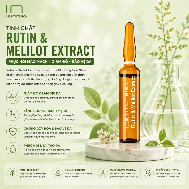 Tinh Chất Hỗ Trợ Cải Thiện Giãn Mao Mạch, Phục Hồi Da Yếu Rutin & Melilot Extract BCN Tây Ban Nha Chính Hãng