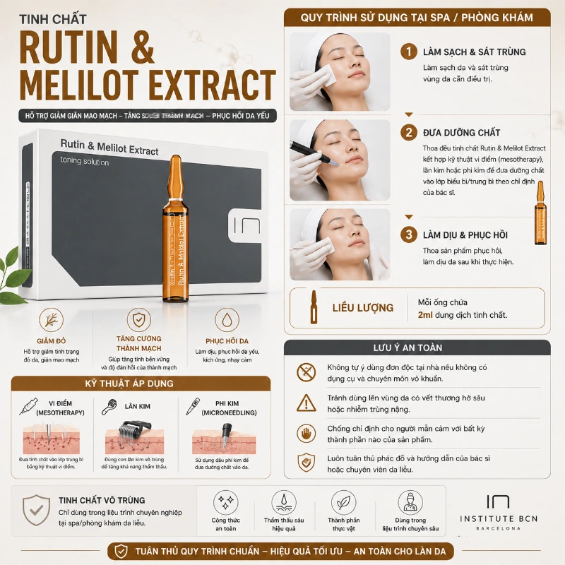 Tinh Chất Hỗ Trợ Cải Thiện Giãn Mao Mạch, Phục Hồi Da Yếu Rutin & Melilot Extract BCN Tây Ban Nha Chính Hãng