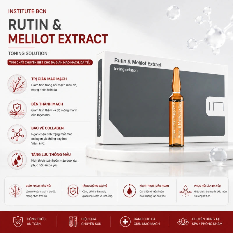 Tinh Chất Hỗ Trợ Cải Thiện Giãn Mao Mạch, Phục Hồi Da Yếu Rutin & Melilot Extract BCN Tây Ban Nha Chính Hãng