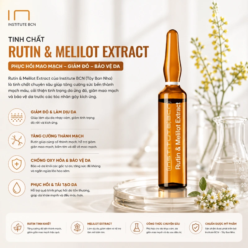 Tinh Chất Hỗ Trợ Cải Thiện Giãn Mao Mạch, Phục Hồi Da Yếu Rutin & Melilot Extract BCN Tây Ban Nha Chính Hãng