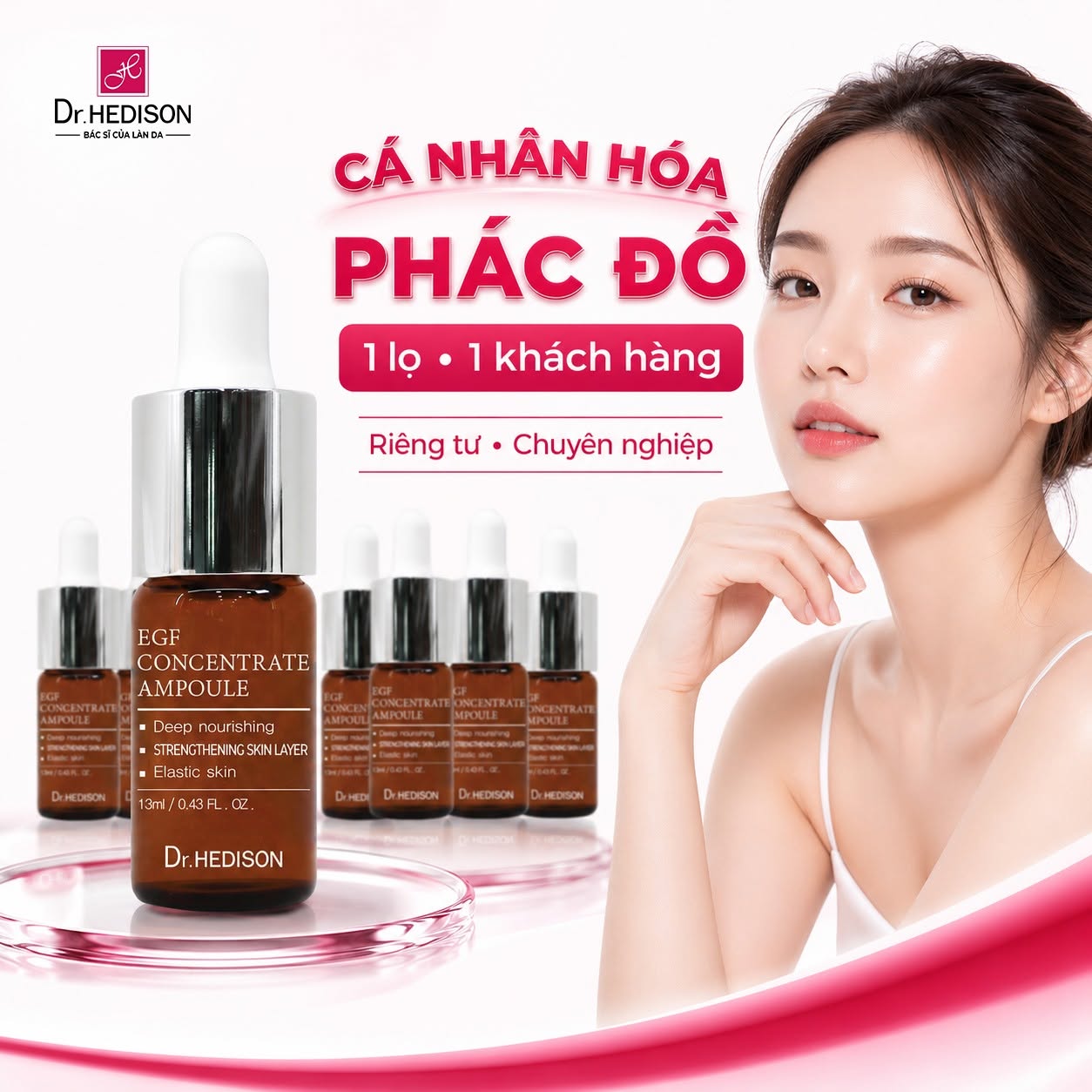 Tinh chất Tái tạo, phục hồi da chuyên sâu Dr.Hedison EGF Concentrate Ampoule 13ml x 1 lọ