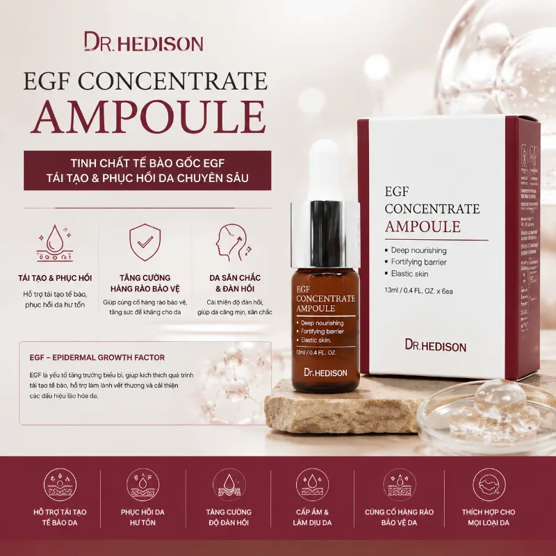 Tinh chất Tái tạo, phục hồi da chuyên sâu Dr.Hedison EGF Concentrate Ampoule 13ml x 1 lọ