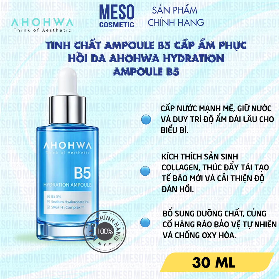 Tinh chất ampoule B5 cấp ẩm phục hồi da Ahohwa Hydration Ampoule B5