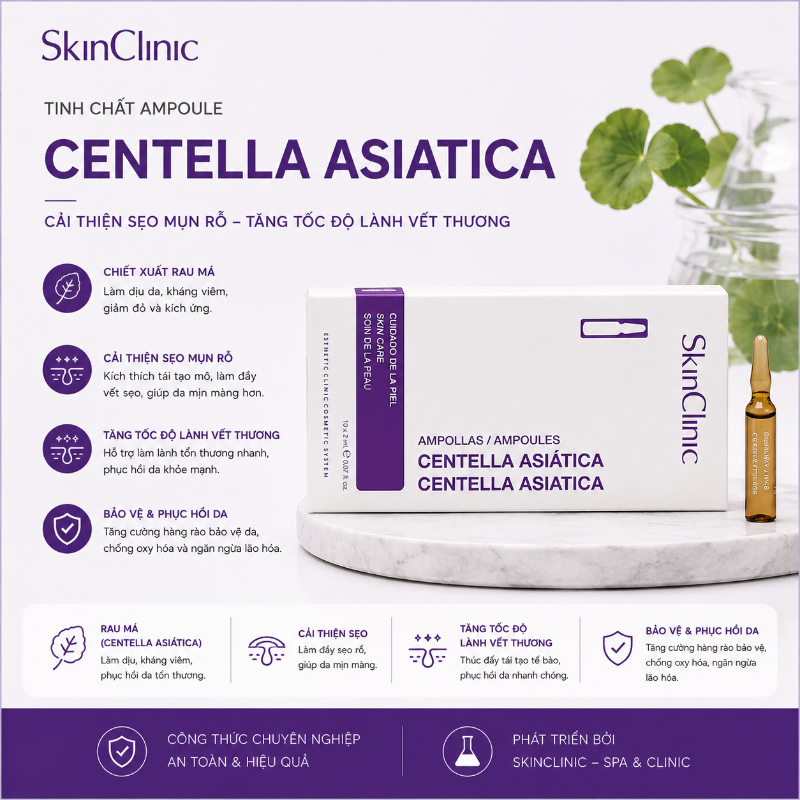 Tinh chất ampoule cải thiện sẹo mụn rỗ tăng tốc độ lành vết thương SkinClinic Centella Asiatica