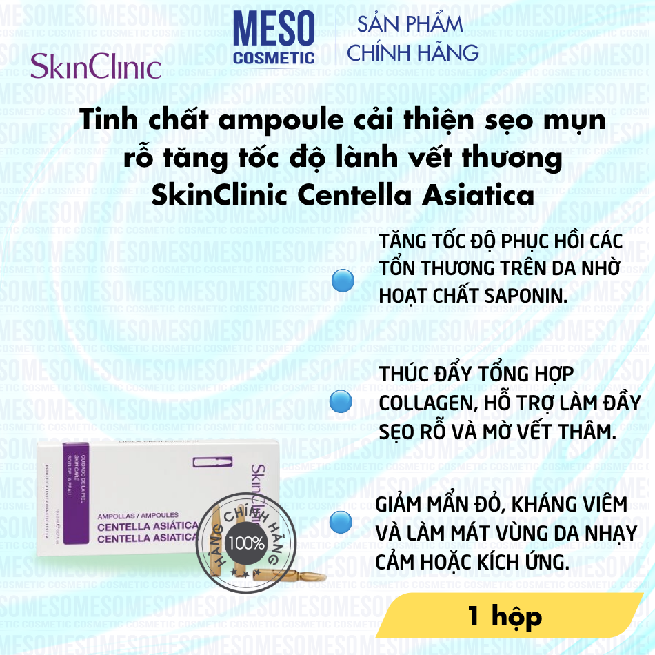 Tinh chất ampoule cải thiện sẹo mụn rỗ tăng tốc độ lành vết thương SkinClinic Centella Asiatica