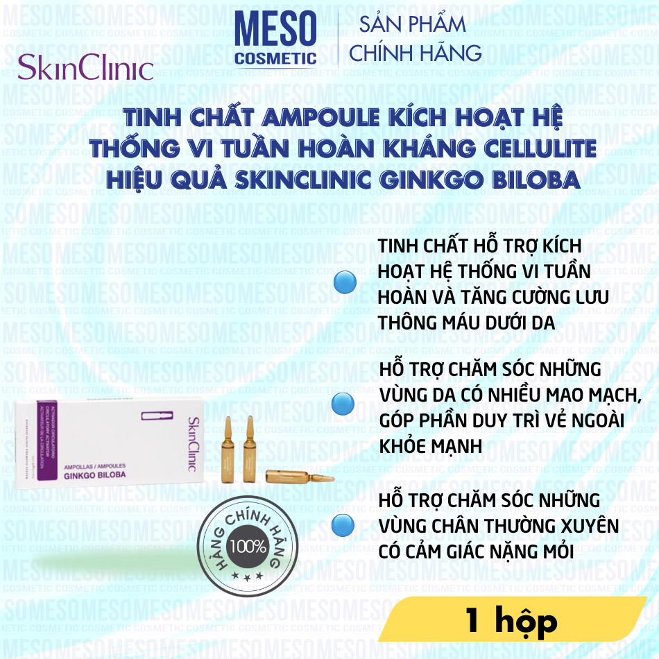 Tinh chất ampoule kích hoạt hệ thống vi tuần hoàn kháng cellulite hiệu quả SkinClinic Ginkgo Biloba