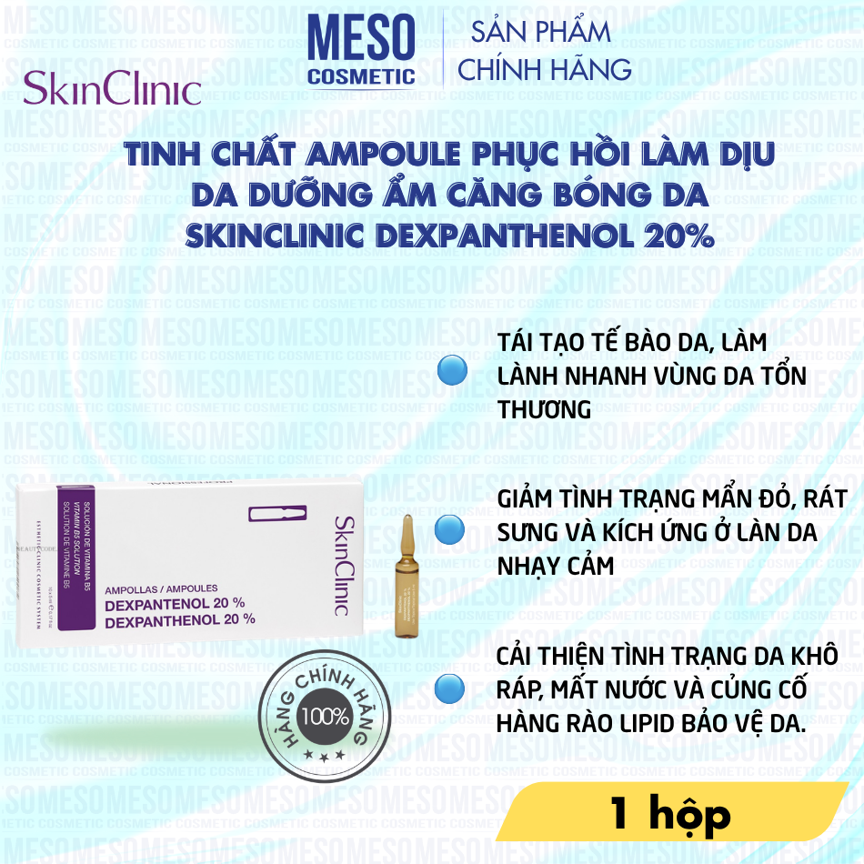 Tinh chất ampoule phục hồi làm dịu da dưỡng ẩm căng bóng da SkinClinic Dexpanthenol 20%