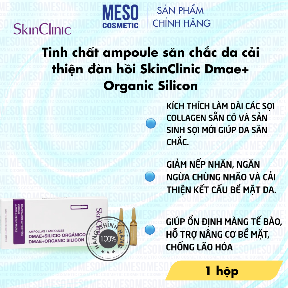 Tinh chất ampoule săn chắc da cải thiện đàn hồi SkinClinic Dmae+ Organic Silicon