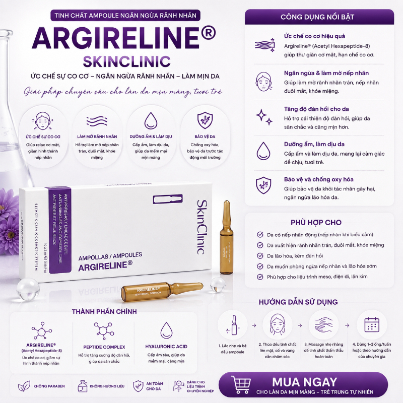 Tinh chất ampoule ức chế sự co cơ ngăn ngừa rãnh nhăn SkinClinic Argireline
