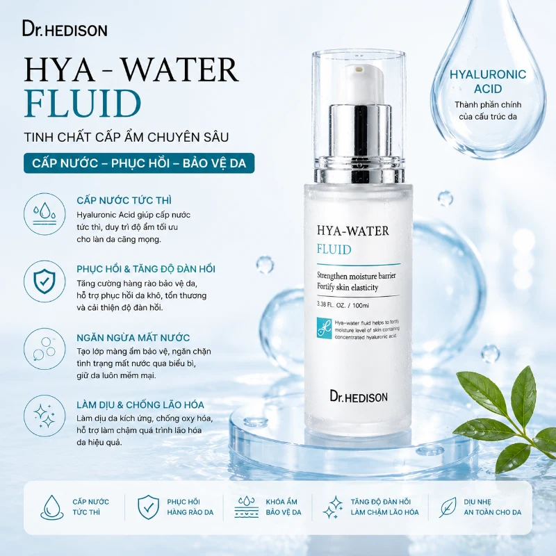 Tinh chất cấp ẩm phục hồi da Dr.HEDISON Hya-Water Fluid 50ml