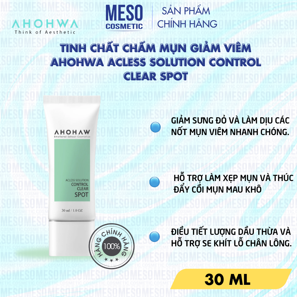Tinh chất chấm mụn giảm viêm Ahohwa Acless Solution Control Clear Spot