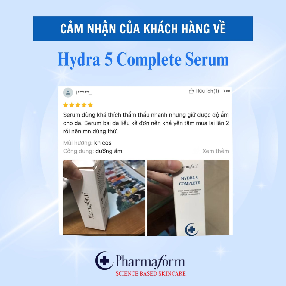 Tinh chất cho da nhạy cảm, giảm nhanh các biểu hiện kích ứng Pharmaform Hydra 5 Complete Serum