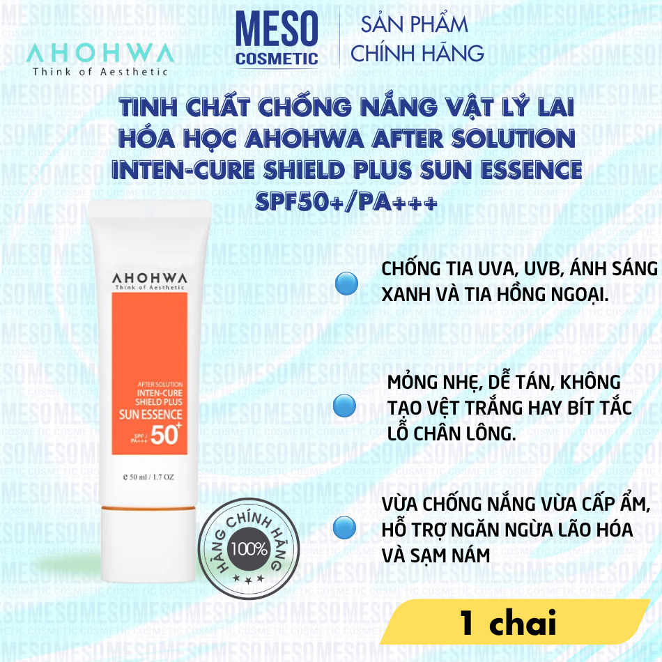 Tinh chất chống nắng vật lý lai hóa học Ahohwa After Solution Inten-Cure Shield Plus Sun Essence SPF50+/Pa+++
