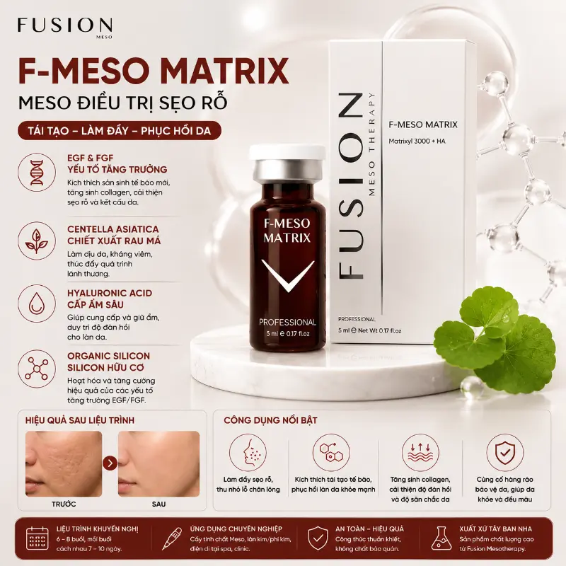 Tinh Chất Hỗ Trợ Cải Thiện Sẹo Lõm, Sẹo Rỗ Fusion F-Meso Matrix 5ml Chính Hãng