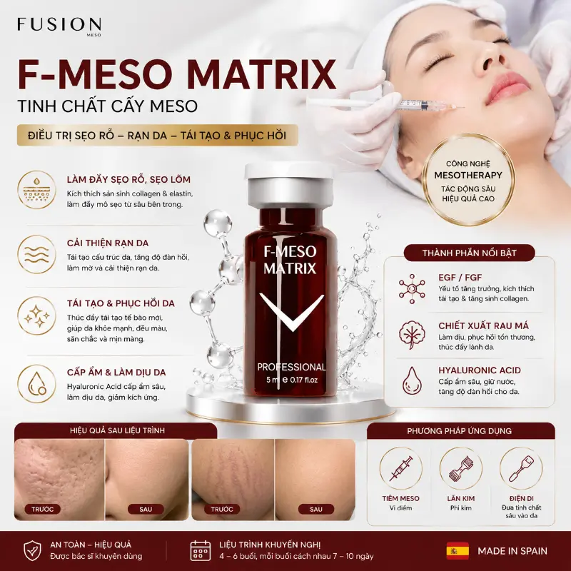 Tinh Chất Hỗ Trợ Cải Thiện Sẹo Lõm, Sẹo Rỗ Fusion F-Meso Matrix 5ml Chính Hãng
