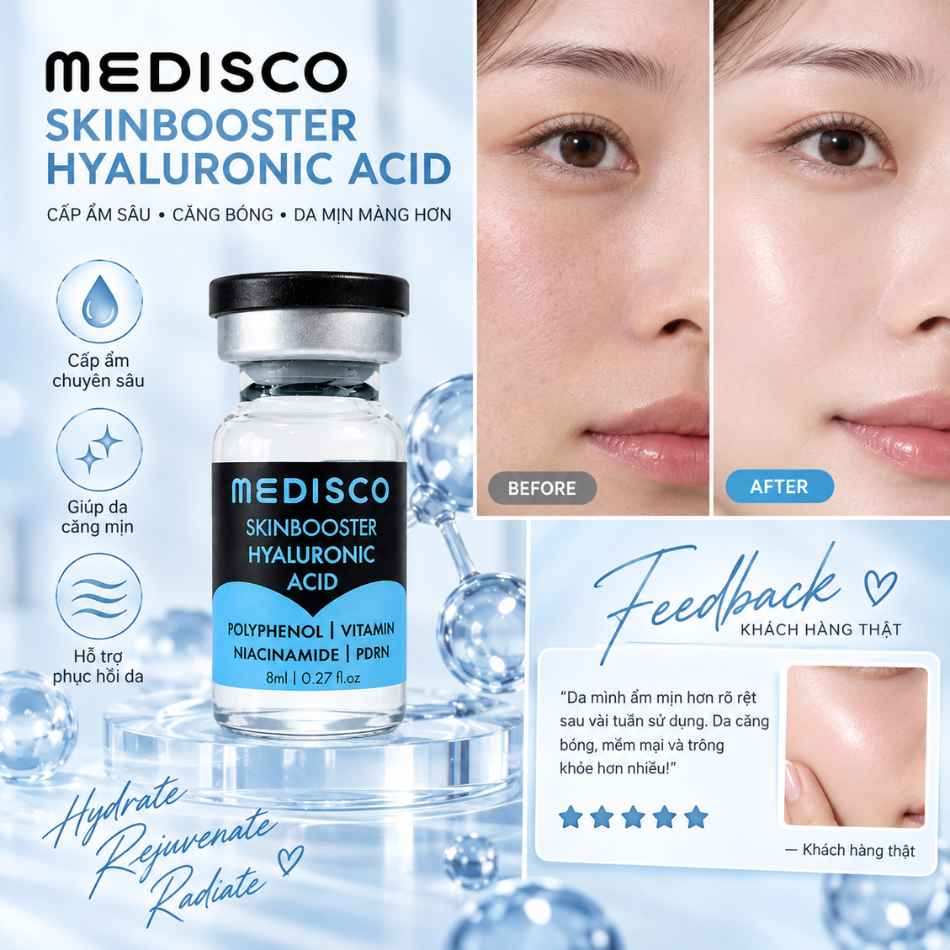 Tinh chất dưỡng cấp ẩm chuyên sâu hỗ trợ phục hồi hàng rào da Medisco Hyaluronic Acid SkinBooster
