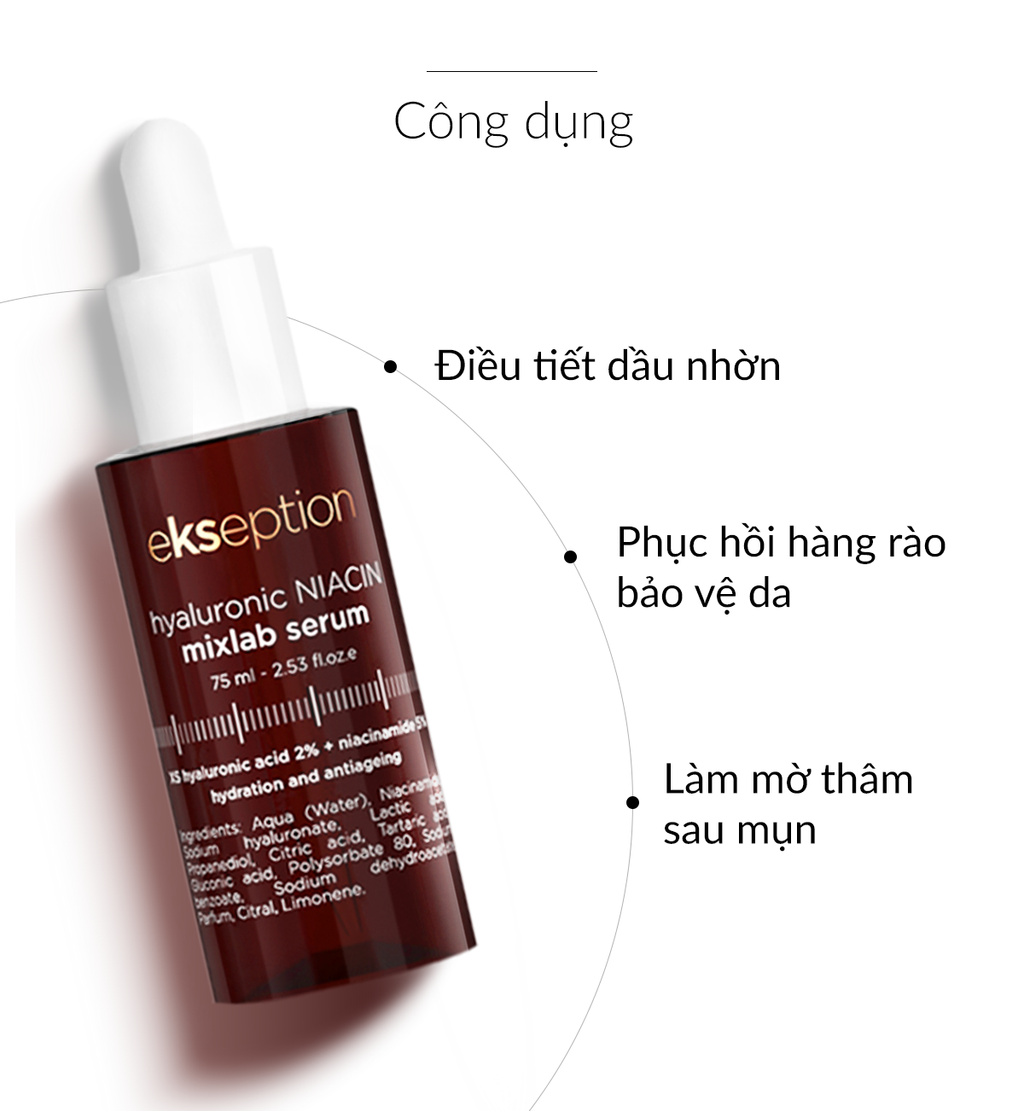 Tinh chất giúp giảm thâm nám, nếp nhăn và hỗ trợ giảm mụn EKSEPTION HYALURONIC NIACIN MIXLAB SERUM