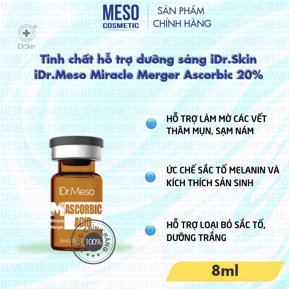 Tinh chất hỗ trợ dưỡng sáng iDr.Skin iDr.Meso Miracle Merger Ascorbic 20%
