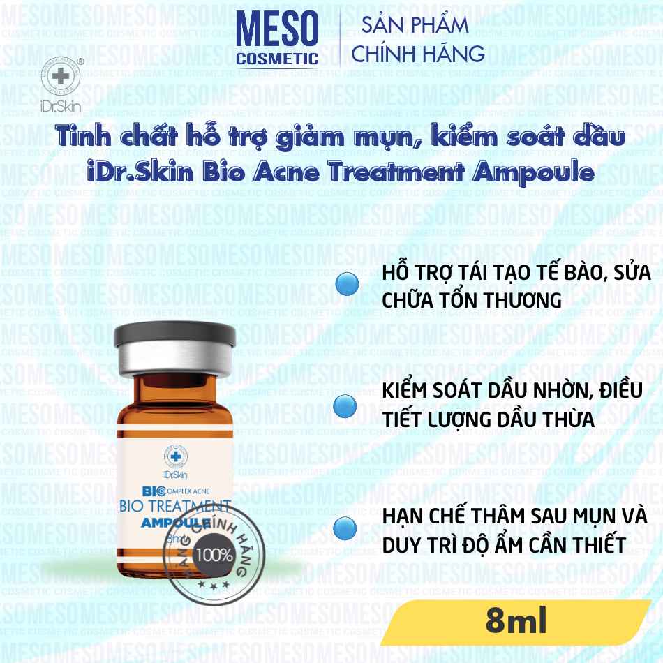Tinh chất hỗ trợ giảm mụn, kiểm soát dầu iDr.Skin Bio Acne Treatment Ampoule