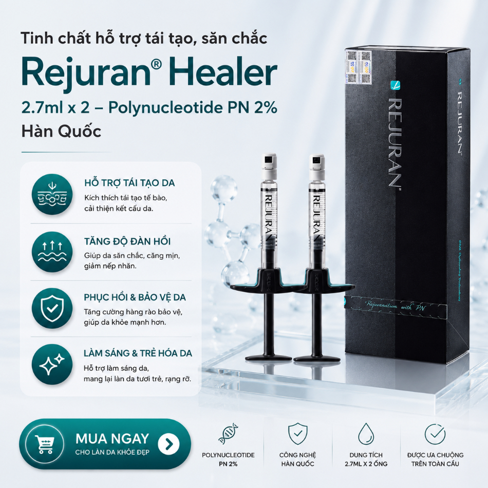 Tinh chất hỗ trợ tái tạo, săn chắc Rejuran® Healer 2.7ml x 2 – Polynucleotide PN 2% Hàn Quốc