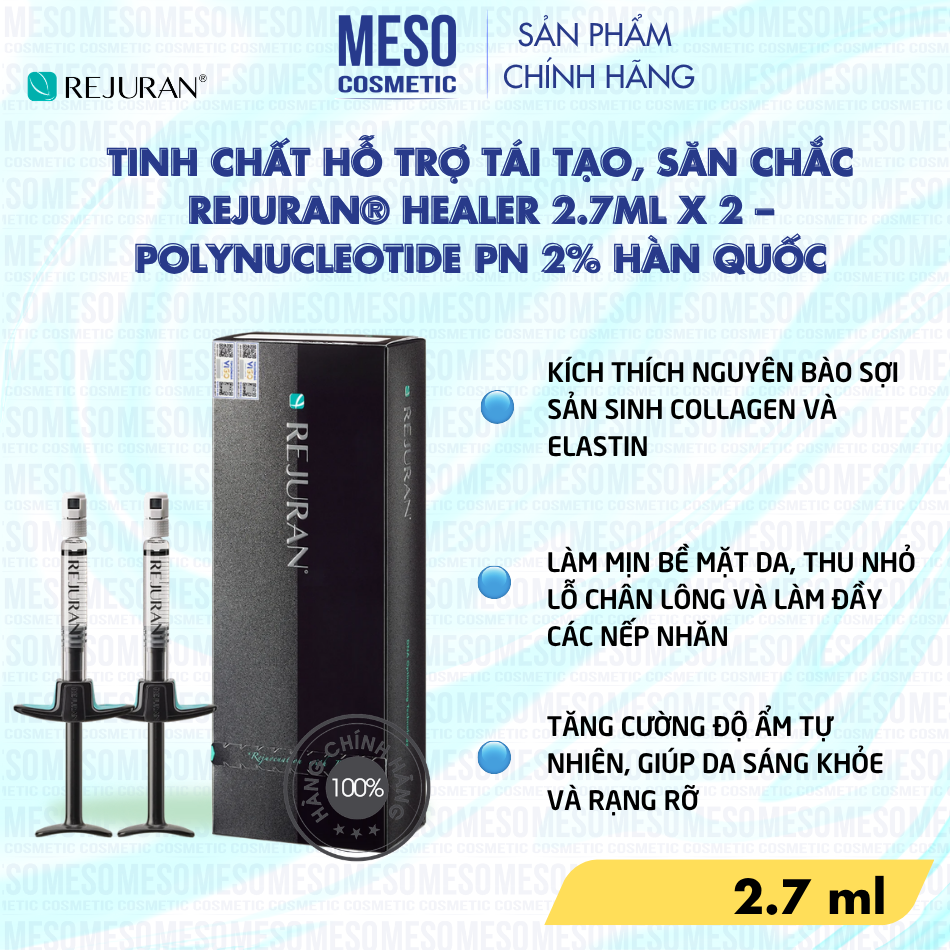 Tinh chất hỗ trợ tái tạo, săn chắc Rejuran® Healer 2.7ml x 2 – Polynucleotide PN 2% Hàn Quốc