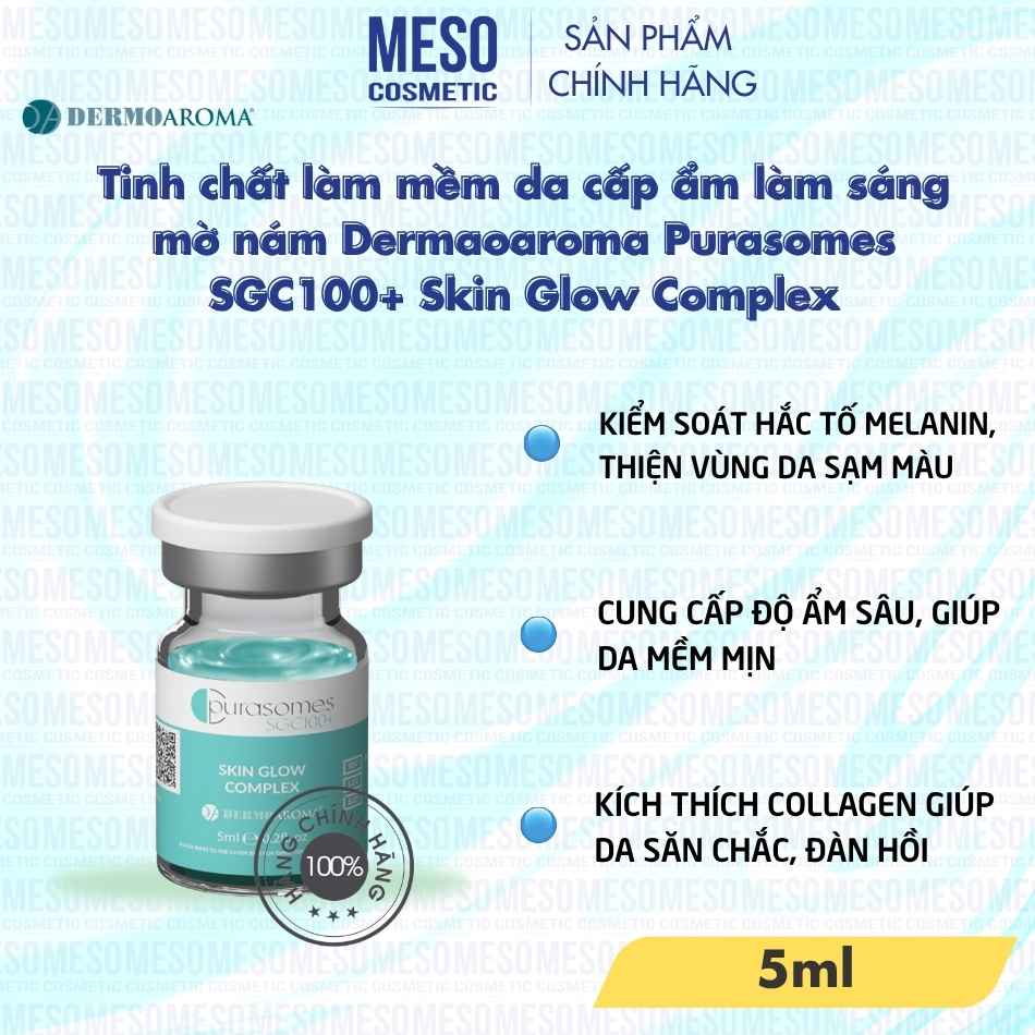 Tinh chất làm mềm da cấp ẩm làm sáng mờ nám Dermaoaroma Purasomes SGC100+ Skin Glow Complex