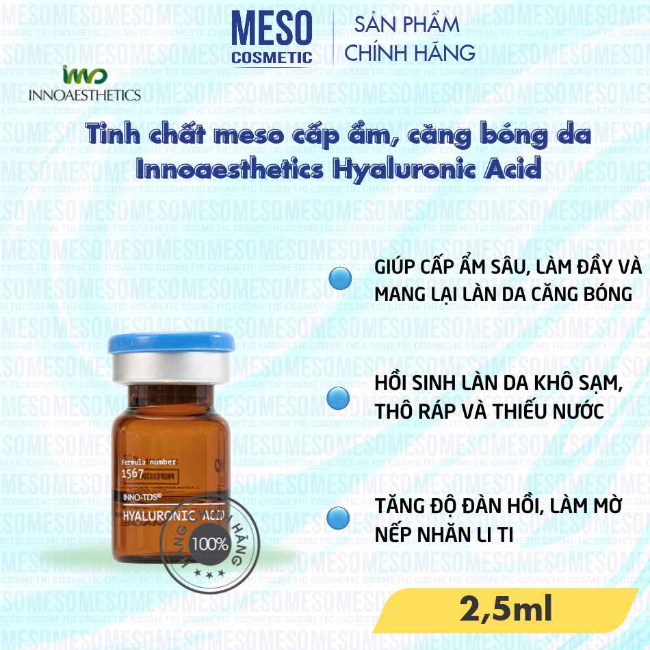 Tinh chất meso cấp ẩm, căng bóng da Innoaesthetics Hyaluronic Acid