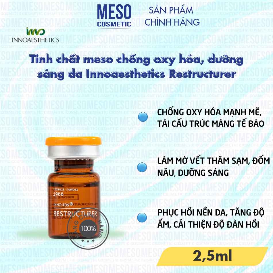 Tinh chất meso chống oxy hóa, dưỡng sáng da Innoaesthetics Restructurer