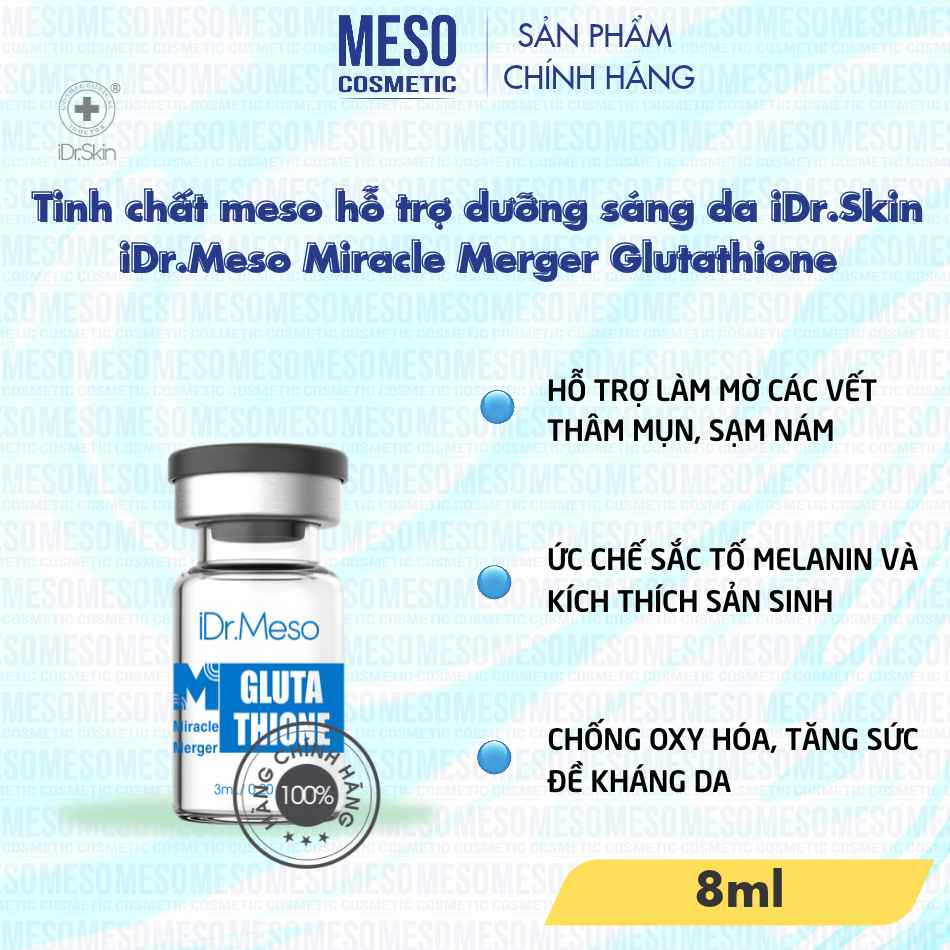Tinh chất meso hỗ trợ dưỡng sáng da iDr.Skin iDr.Meso Miracle Merger Glutathione