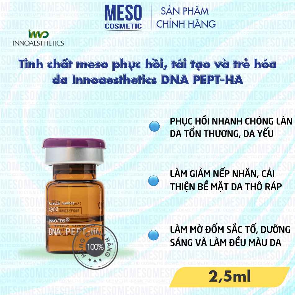 Tinh chất meso phục hồi, tái tạo và trẻ hóa da Innoaesthetics DNA PEPT-HA