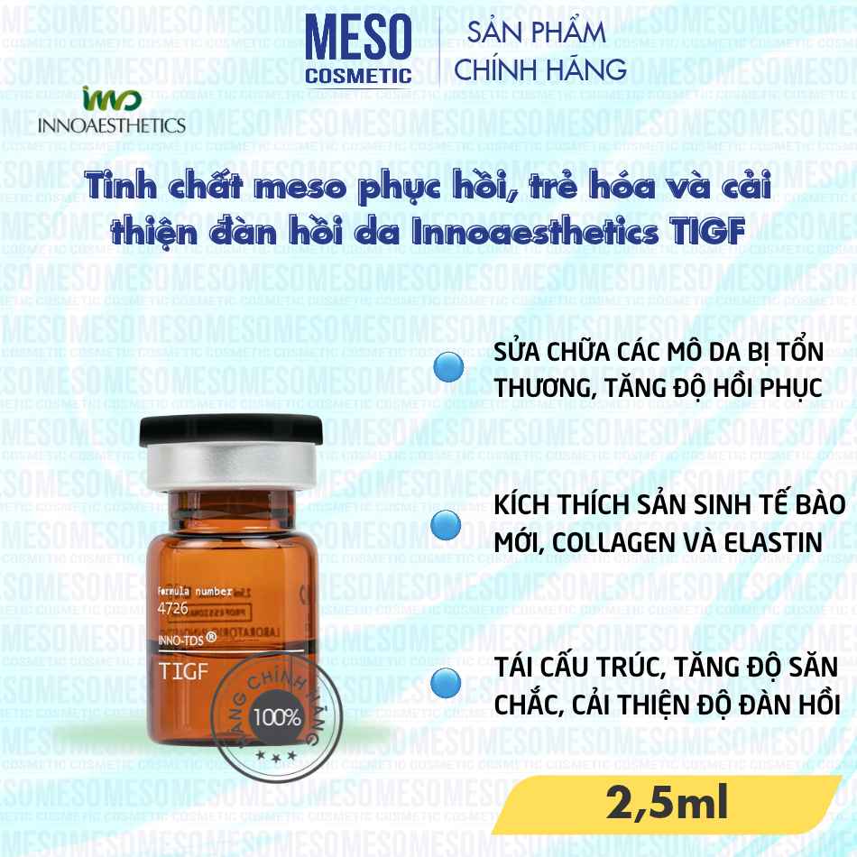 Tinh chất meso phục hồi, trẻ hóa và cải thiện đàn hồi da Innoaesthetics TIGF