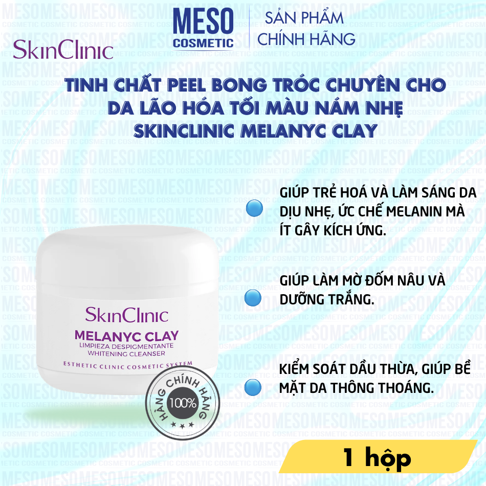 Tinh chất peel bong tróc chuyên cho da lão hóa tối màu nám nhẹ SkinClinic Melanyc Clay