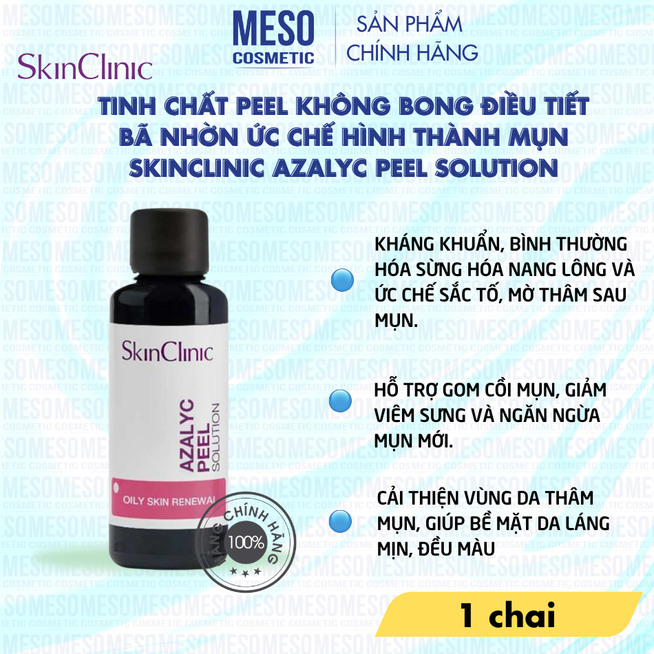 Tinh chất peel không bong điều tiết bã nhờn ức chế hình thành mụn SkinClinic Azalyc Peel Solution