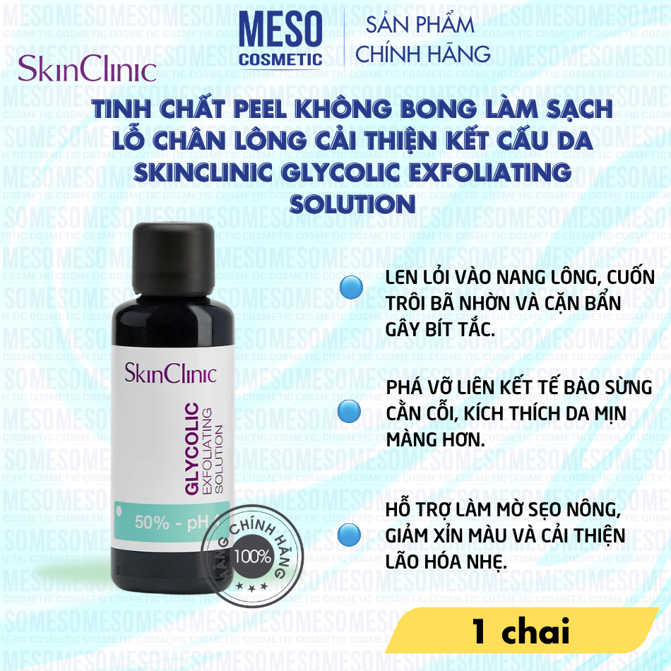 Tinh chất peel không bong làm sạch lỗ chân lông cải thiện kết cấu da SkinClinic Glycolic Exfoliating Solution