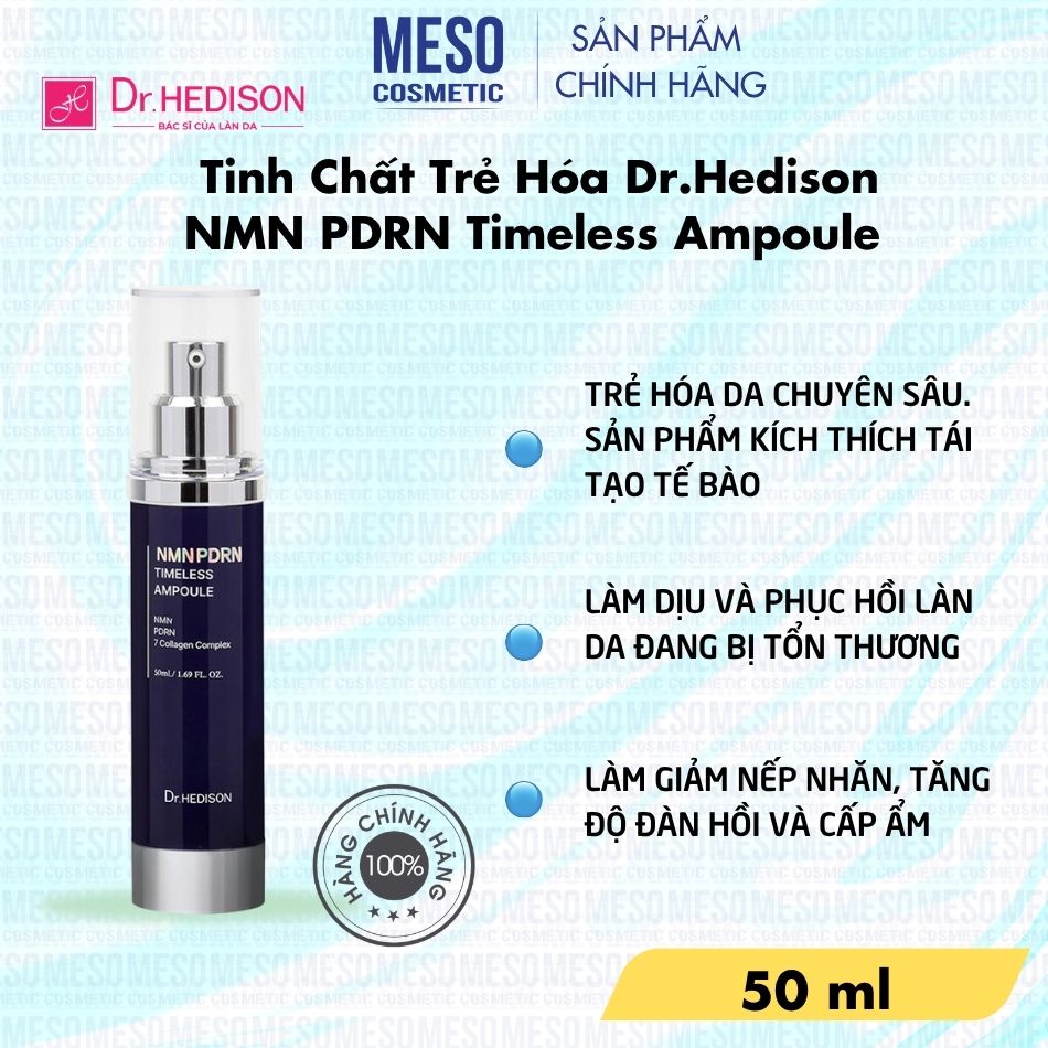 Tinh chất phục hồi da, tăng đàn hồi và chống lão hóa toàn diện NMN PDRN Timeless Ampoule Dr.Hedison 50ml