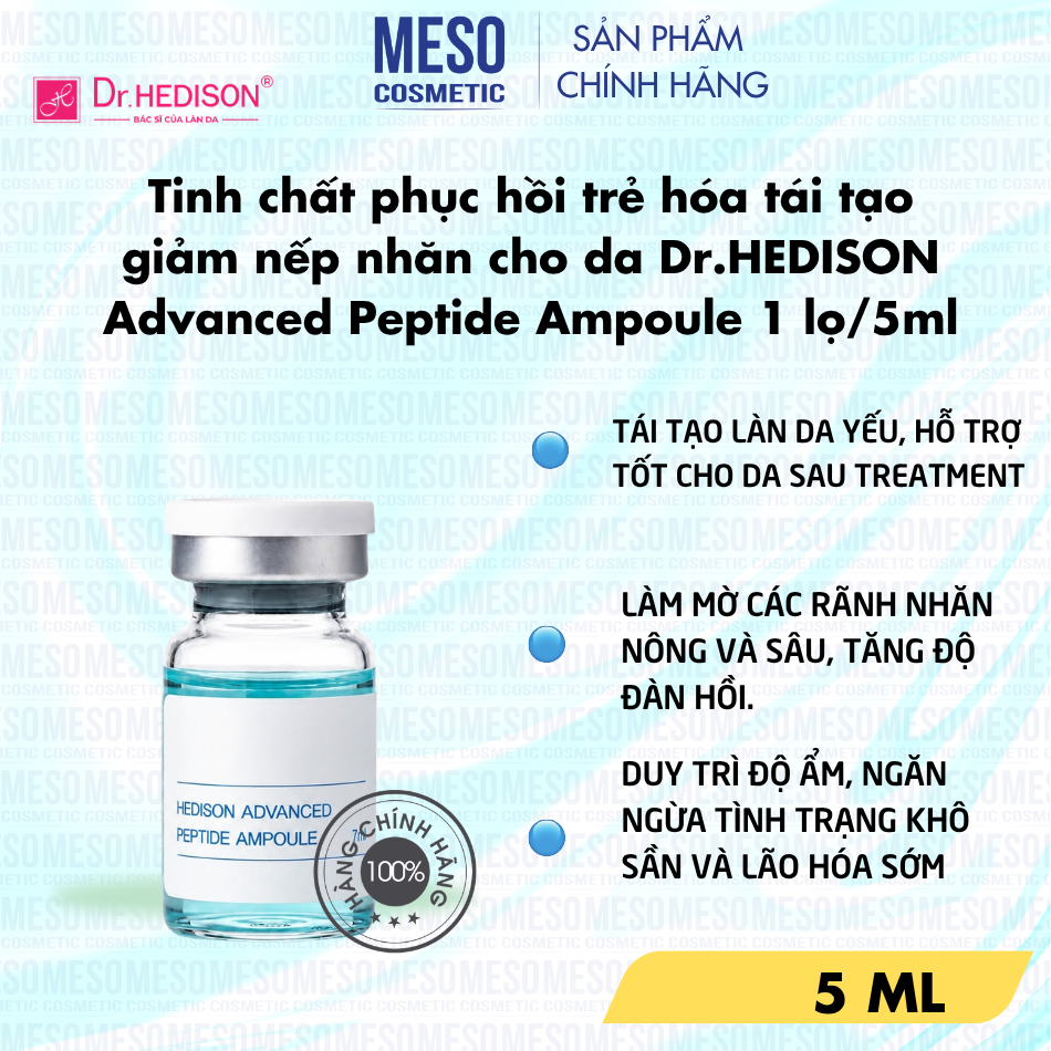 Tinh chất phục hồi trẻ hóa tái tạo giảm nếp nhăn cho da Dr.HEDISON Advanced Peptide Ampoule 1 lọ/5ml