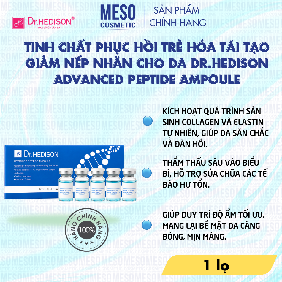 Tinh chất phục hồi trẻ hóa tái tạo giảm nếp nhăn cho da Dr.HEDISON Advanced Peptide Ampoule 1 lọ/5ml
