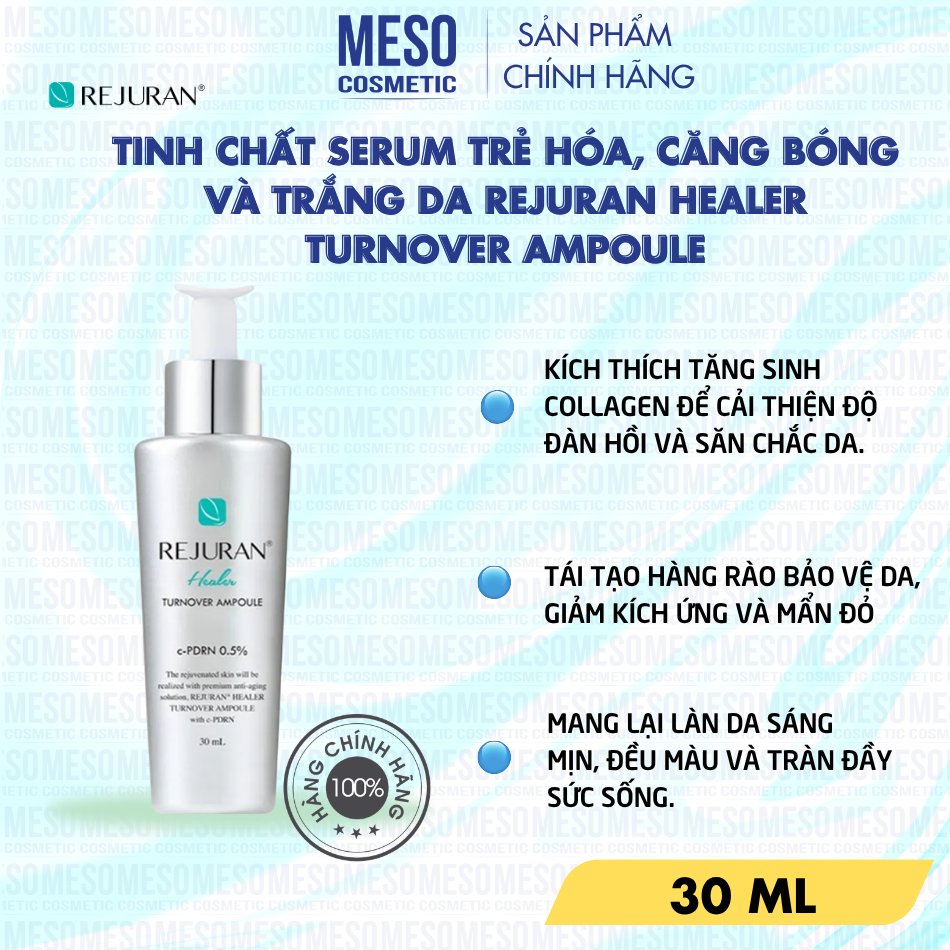 Tinh chất serum trẻ hóa, căng bóng và trắng da Rejuran Healer Turnover Ampoule 30ml