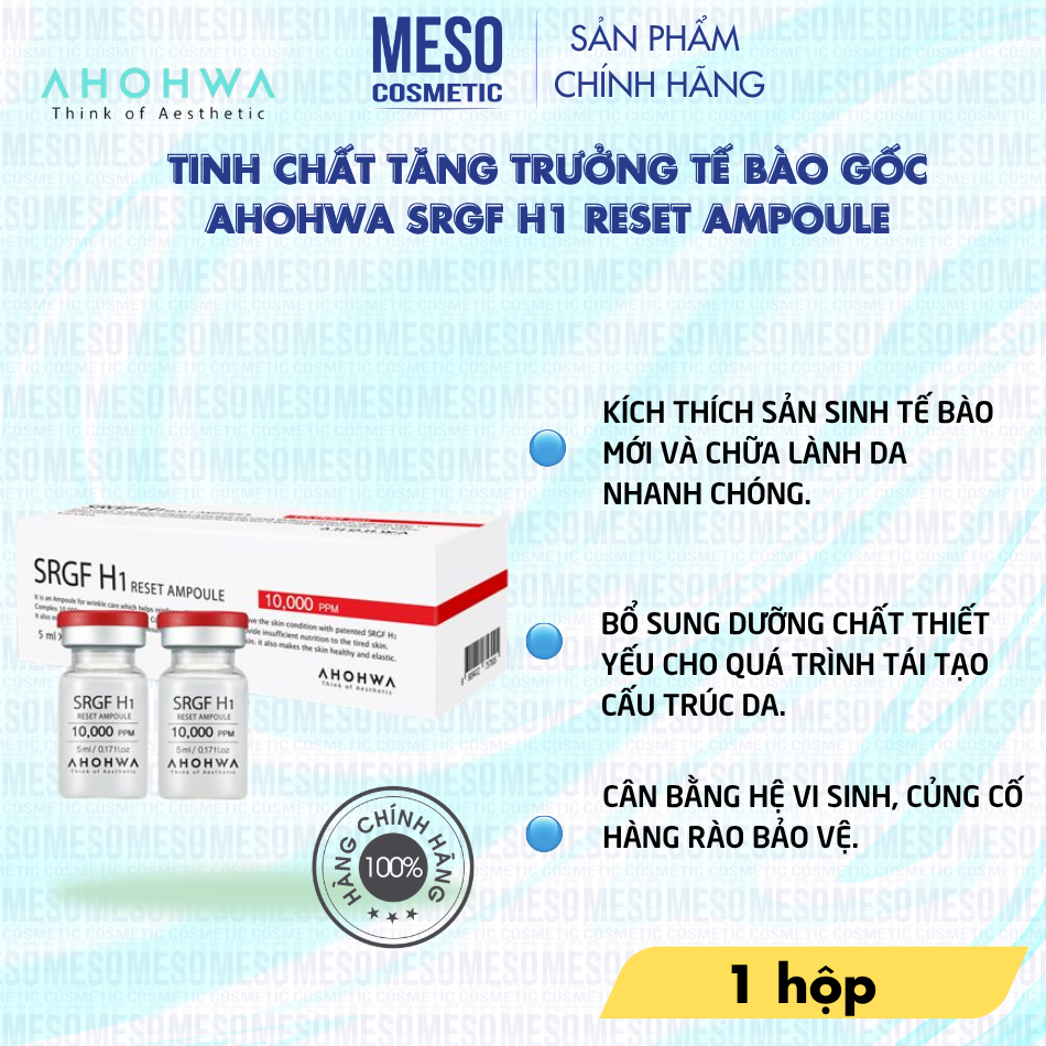 Tinh chất tăng trưởng tế bào gốc Ahohwa SRGF H1 Reset Ampoule
