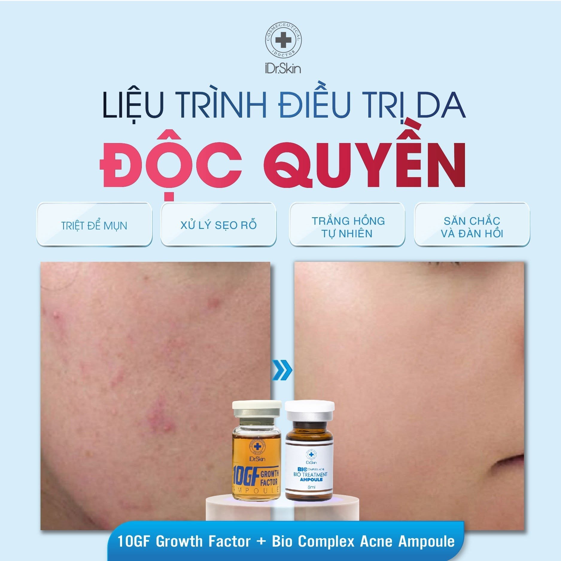 Tinh Chất Tế Bào Gốc Hỗ Trợ Cải Thiện Sẹo Rỗ Idr.Skin 10GF Growth Factor 10ml Chính Hãng