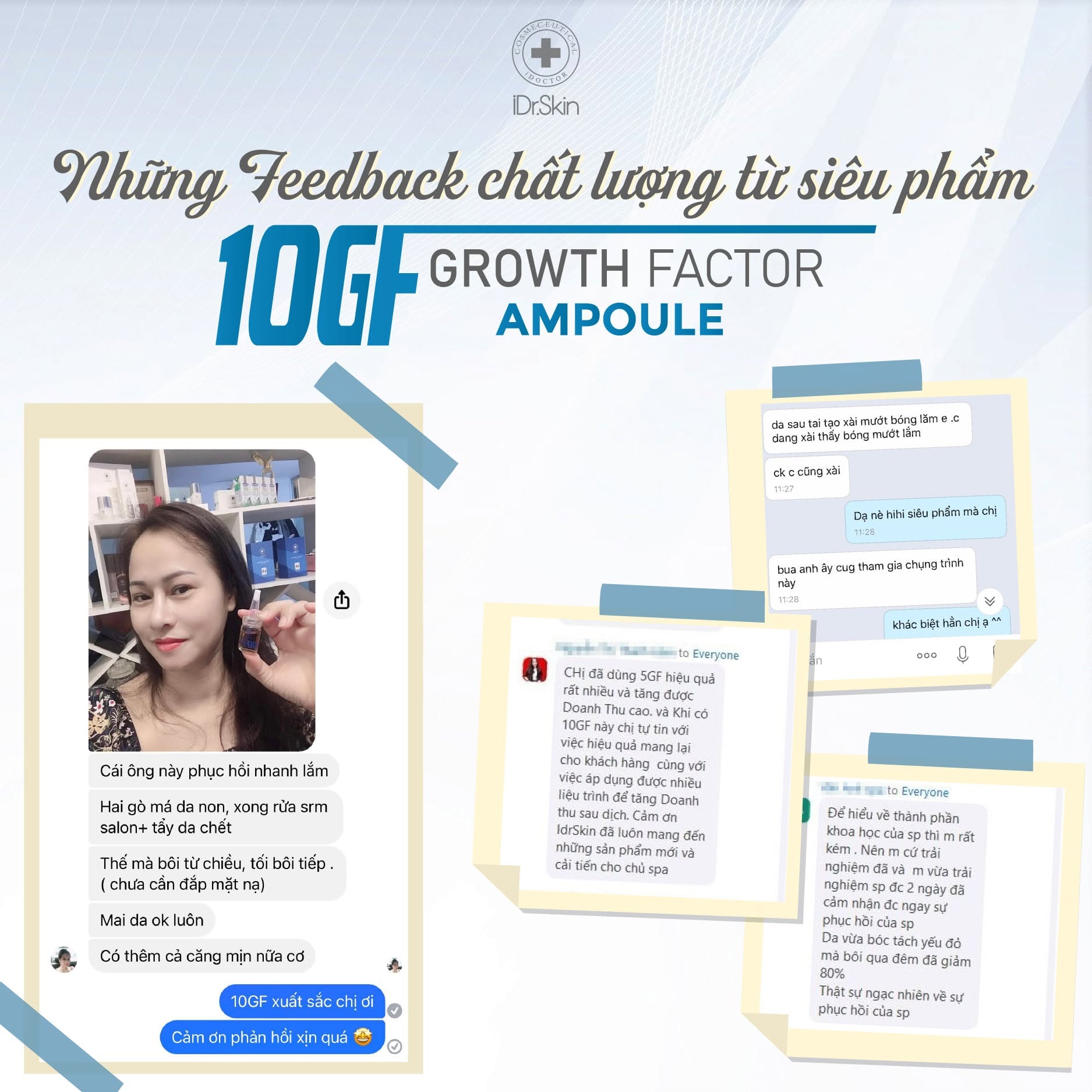 Tinh Chất Tế Bào Gốc Hỗ Trợ Cải Thiện Sẹo Rỗ Idr.Skin 10GF Growth Factor 10ml Chính Hãng