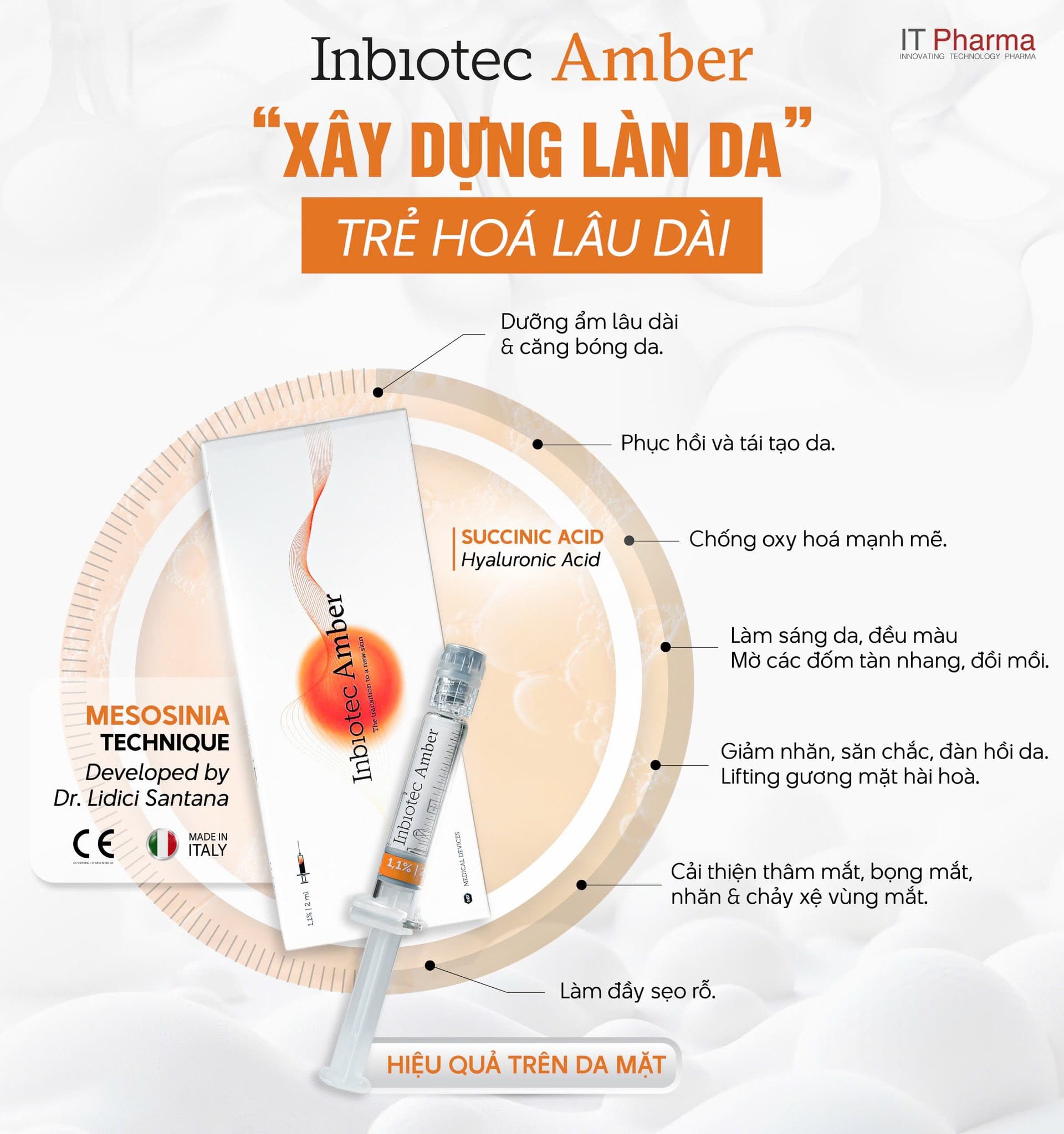 Tinh chất tiêm BAP trẻ hóa da đa tầng Inbiotec Amber hộp 2ml