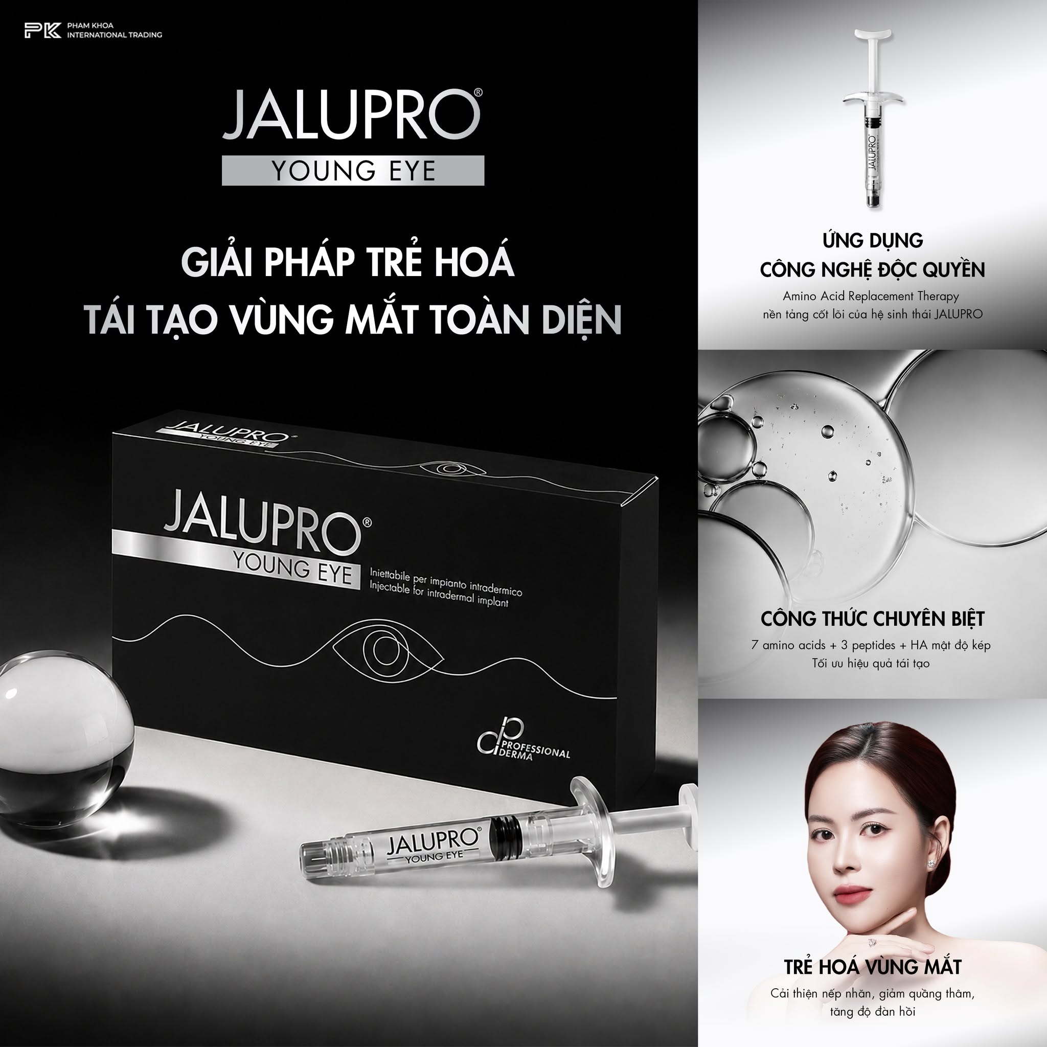 Tinh Chất Trẻ Hóa Vùng Mắt, Hỗ Trợ Làm Đầy & Cải Thiện Da Mắt Jalupro Young Eye 1ml Chính Hãng