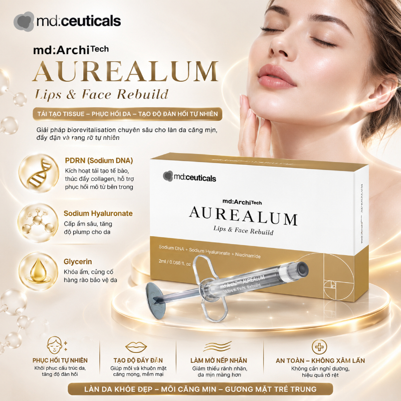 Tinh chất trẻ hóa sinh học cho môi, da Md:Ceuticals Md:Architech Aurealum Lips & Face Rebuild