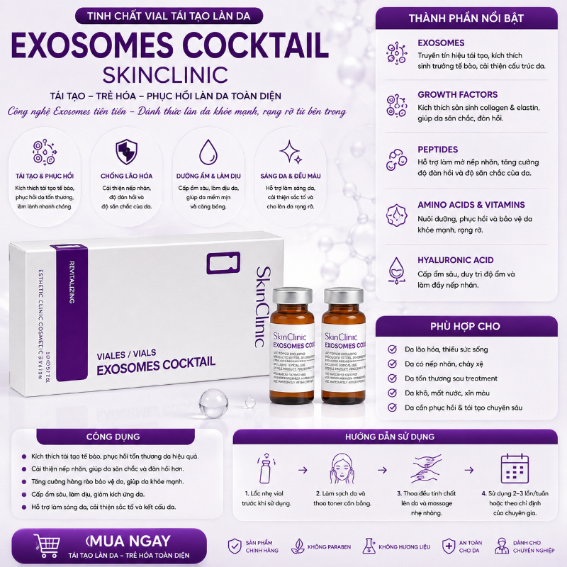 Tinh chất vial tái tạo làn da cải thiện dấu hiệu lão hóa SkinClinic Exosomes Cocktail